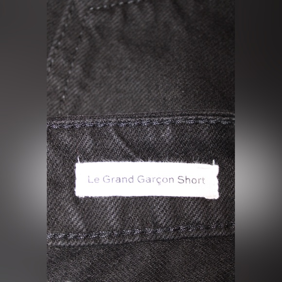 FRAME Le Grand Garcon Frayed Film Noir Black Denim Shorts - Picture 8 of 9